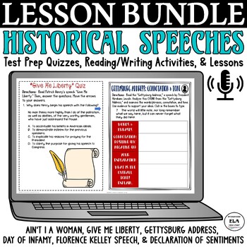 Preview of Historical Speeches Lesson BUNDLE Test Prep Quizzes Activities American History