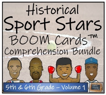 Preview of Historical Sport Stars BOOM Cards™ Comprehension Bundle 5th Grade & 6th Grade
