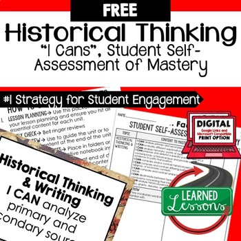 Preview of Historical Thinking I Cans & Posters, Self-Assessment of Mastery FREEBIE