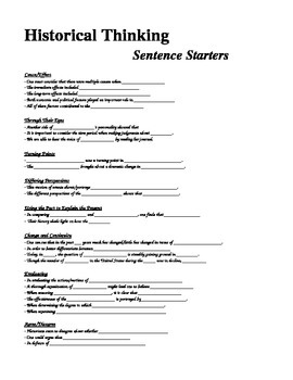 history essay sentence starters