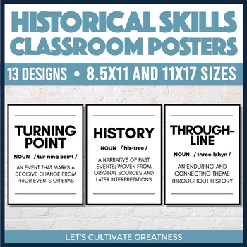 Preview of Historical Thinking Skills Posters - Middle High Social Studies Bulletin Board 