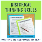 Historical Thinking Skills Writing in Response to Text