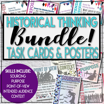 Preview of Historical Thinking Task Cards Posters for Social Studies Primary Sources BUNDLE