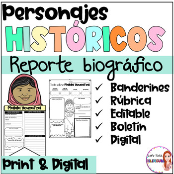 Preview of Historical figures Biography report in Spanish - Research templates