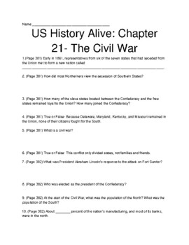 Preview of History Alive!(The United States Through Modern Times): Ch 21 Bookwork Questions