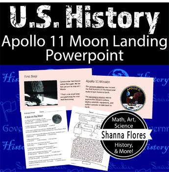 Preview of History: Apollo 11 Moon Landing PowerPoint Presentation 5 Worksheets