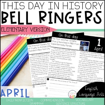 Preview of History Bell Ringer | April Morning Work | Daily Language Grade 3 4 5
