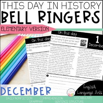 Preview of History Bell Ringer | December Morning Work | Daily Language Grade 3 4 5