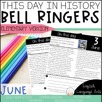Preview of History Bell Ringer | June Morning Work | Daily Language Grade 3 4 5