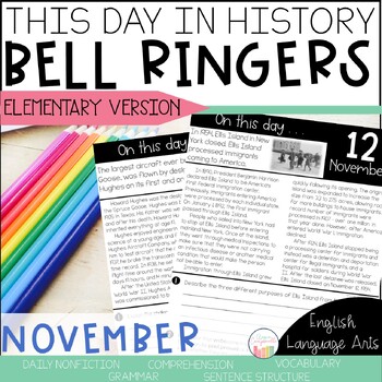 Preview of History Bell Ringer | November Morning Work | Daily Language Grade 3 4 5
