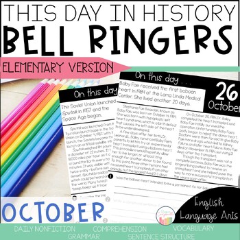 Preview of History Bell Ringer | October Morning Work | Daily Language Grade 3 4 5