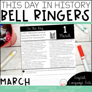 Preview of History Bell Ringers & Warm Ups | March Morning Work | Daily Language & Reading