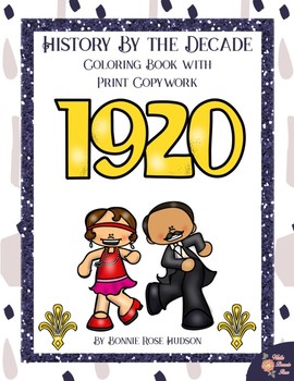 Preview of History By the Decade: 1920s Coloring Book with Print Copywork