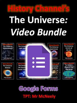 Preview of History Channel's The Universe Video Questions, Google Forms Quizzes Bundle