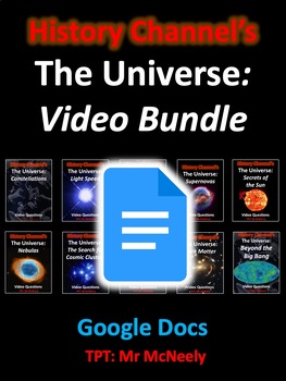 Preview of History Channel's The Universe Video Questions Worksheet Google Docs Bundle