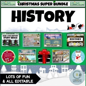 Preview of History Christmas Bundle (Study Skills | Quiz | Task Card | Escape Room)