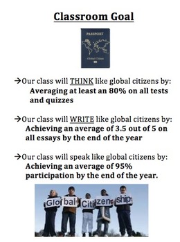 Preview of History Class Mission, Class Goal, and Class Overview for Bulletin Board