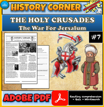 Preview of The Holy Crusades |History Corner #7|  Reading Comprehension| Wordsearch