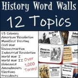 History Department Word Wall Bundle: 12 Different Topics!