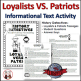 Patriots and Loyalists American Revolution Activity