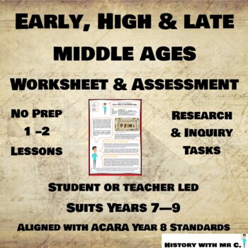 Preview of Early, High & Late Middle Ages - Worksheet - History - Medieval Europe