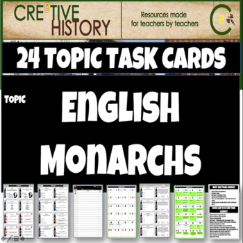 Preview of History English Monarchs Topic Task Cards