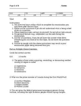 Preview of History Exam Questions Doc Format to Edit for Exams
