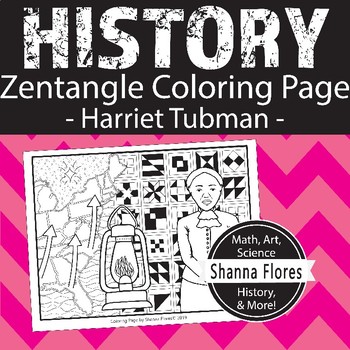 Preview of History: Harriet Tubman Zen Coloring Page Slavery, Freedom, Underground Railroad