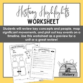 History Highlights Worksheet
