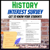 History Interest Survey for High School Back to School