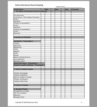 history montessori record keeping by montessori way tpt