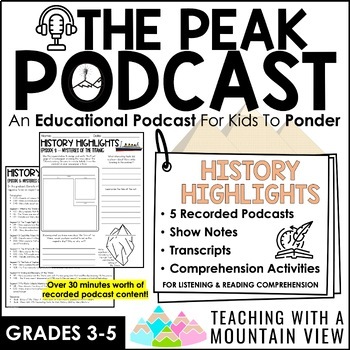 Preview of History Podcasts for Reading and Listening Comprehension Practice | Worksheets