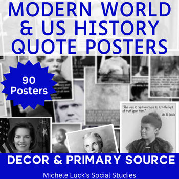 Preview of History Quote Poster Bundle | Social Studies Classroom Decor | World & US
