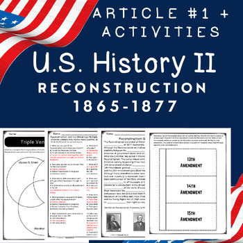 Preview of History Reconstruction Nonfiction Article #1 with Activities History Sub Plans