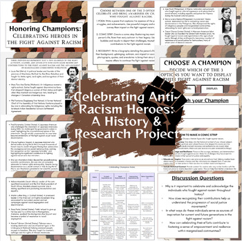 Preview of History & Research Project on Anti-Racism Heroes - Gr. 6, 7, 8, 9