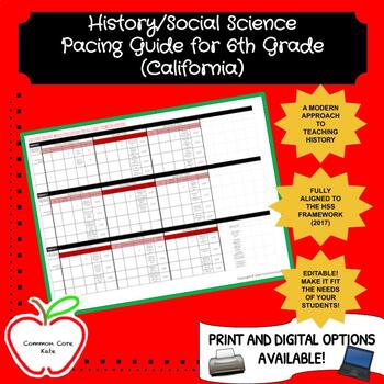 Preview of History/Social Science Pacing Guide for 6th Grade (California)