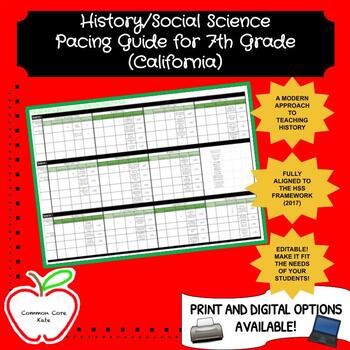 Preview of History/Social Science Pacing Guide for 7th Grade (California)