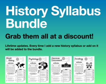 Preview of History Syllabus Bundle! Easy to edit in google slides - Lifetime updates!