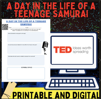 Preview of History TED-Ed Talk, "A day in the life of a teenage samurai" Worksheet/Activity