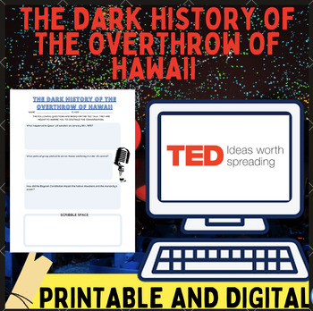 Preview of History TED-Ed Talk, "The dark history of the overthrow of Hawaii" worksheet