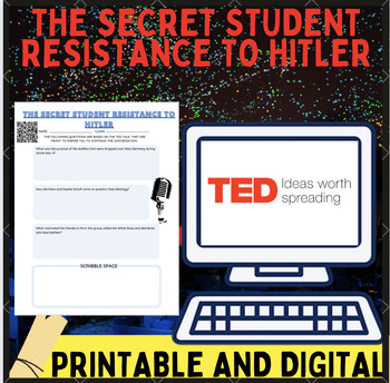 Preview of History TED-Ed Talk, "The secret student resistance to Hitler" Worksheet