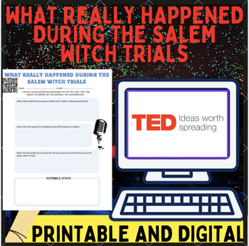 Preview of History TED-Ed Talk, "What really happened during the Salem" Worksheet /Activity