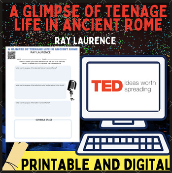 Preview of History TED Talk, "A glimpse of teenage life in ancient Rome"Worksheet /Activity