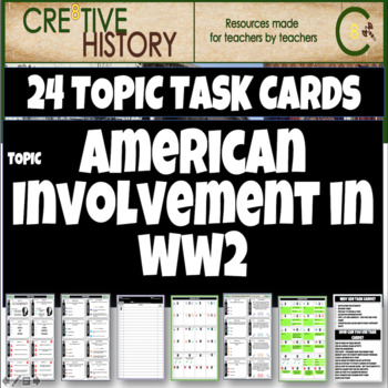 Preview of History Task Cards on American Involvement in WW2
