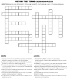 History Test Terms Crossword Puzzle + KEY