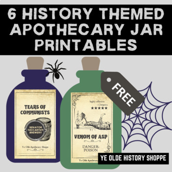 Preview of History Themed Apothecary Jar Printables - Free Halloween Fun!