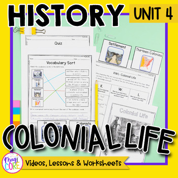 Preview of History Unit 4: Colonial Life Social Studies Lessons