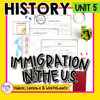 Preview of History Unit 5: Immigration in America Social Studies Lessons