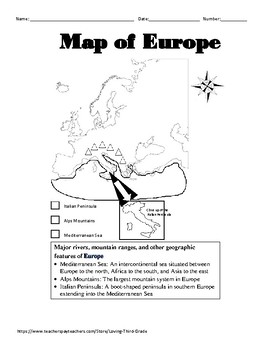 Preview of Social Studies VA SOL 3.6 c Europe Geography w/TPT Digital Learning Option