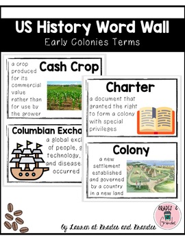 Preview of History Word Wall: Early North American Colonies